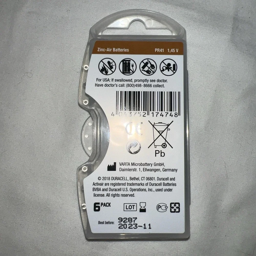 Duracell ActivAir Hearing Aid Batteries 10 Packs Of 6 Each Exp 11/2022